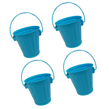 4 Pack Mini Decorative Pails Iron Container With Handles-Blue