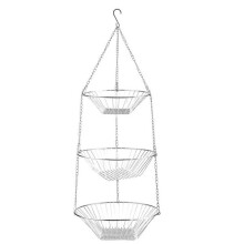 Air Circulation Hanging Basket, Wire Baskets for Fresh Produce, Space Saving Design for Home Organization, Shiny Silver
