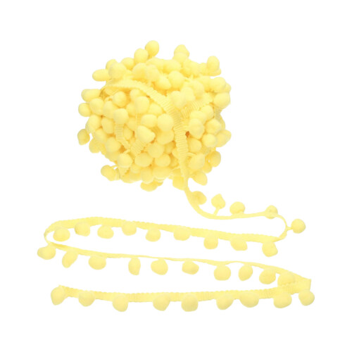 Decorative Small Plush Ball Fringe Polyester Yarns-Light Yellow