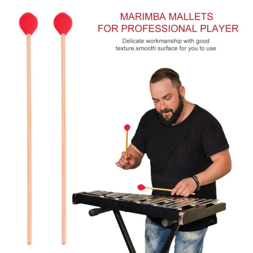 1 Pair Yarn Head Keyboard Marimba Mallets with Smooth Handles for Intermediate Player 2