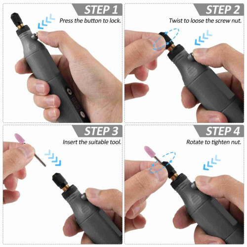 Cordless Mini Electric Drill 5-Speed, 3.7V 2000mAh, Grey 1