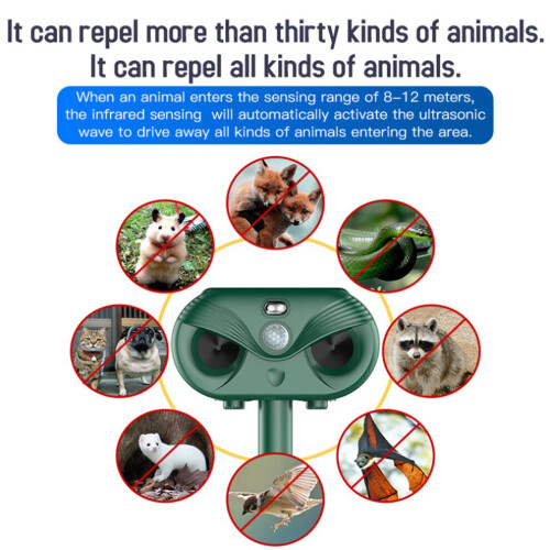 Easy Install Solar Powered Animal Repeller Ultrasonic & LED Lights 1