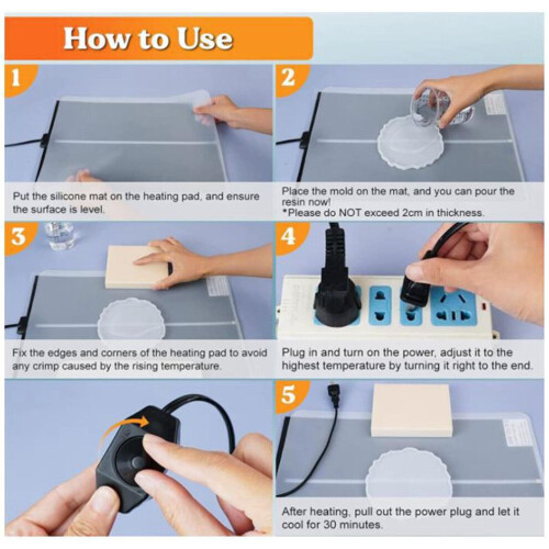 Temperature Regulating Resin Heating Pad 29x15cm Black Fast Curing Machine 1