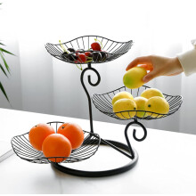 Cesta de frutas inspirada em rosas, organizador elegante de 3 níveis com otimização de espaço para bancada de cozinha, escritório ou hotel