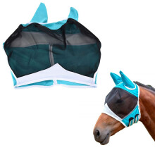 Máscara de caballo verde transpirable 80x114x45cm Velo antimoscas universal ajustable