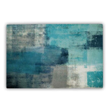 Place Mats for Kitchen Table, Waterproof Non-Slip Dining Mat Set with Modern Art Design, Washable Heat Resistant Turquoise and Grey Table Protectors,