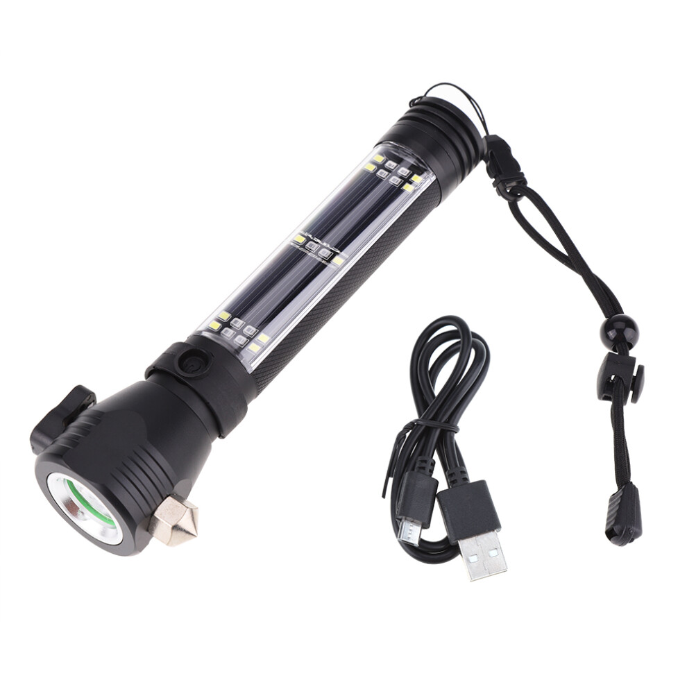 Hands-Free Magnet Solar Rechargeable Flashlight, Usb-C Rechargeable, Car Escape Tool, Tactical Multi-Function Torch For Outdoor Emergency Preparedness 9489125782601