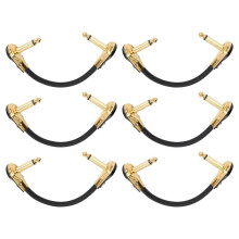 Juego de 6 cables de pedal de guitarra en ángulo recto de 1/4 de pulgada y 15 cm de largo