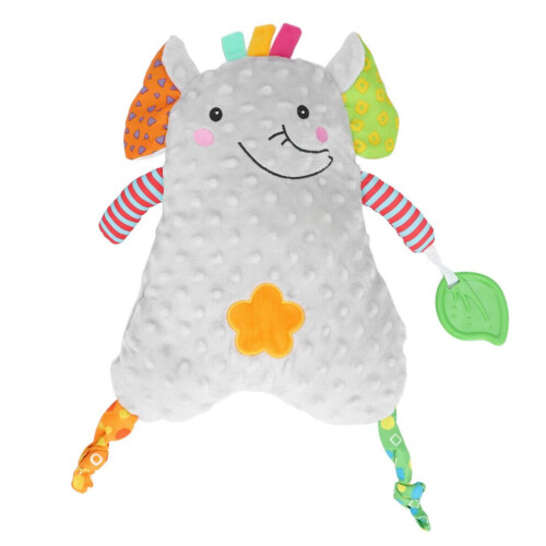 Baby Plush Security Elephant with Teether - Bean Dots Fabric 43x24cm 1