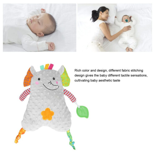 Baby Plush Security Elephant with Teether - Bean Dots Fabric 43x24cm 2