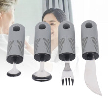 Juego de 4 utensilios de cocina adaptables con mangos antideslizantes para comer de forma independiente,