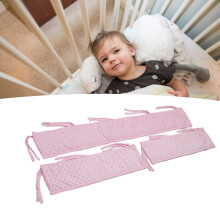 Baby Bed Rail Bumper Set 3PCS Soft Bubble Velvet Pink 133x19cm