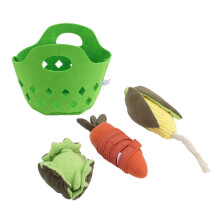 Juego de peluche de verduras para niños pequeños con cesta, zanahoria, maíz y repollo