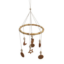 Babywindgongmobiel, handgebreide maan en ster, 21x54cm
