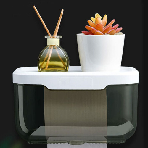 Bathroom Tissue Box Transparent Wall Mounted Dispenser Waterproof Plastic 2