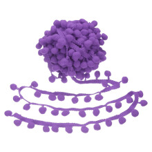 Soft Pompoms Trim Lace Fabric Small Plush Ball-Light purple