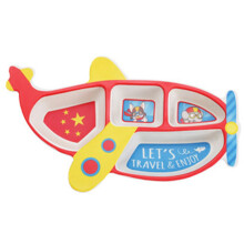 Eetset voor peuters: Bamboe bord met vakjes, lepel en vork - Rood
