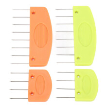 Strickblockierkamm-Set, Kunststoff & Edelstahl, Orange & Gelb