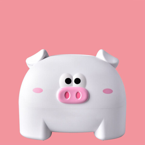 Pig-Shaped Plastic Tissue Storage Box, White, Decorative Napkin Holder