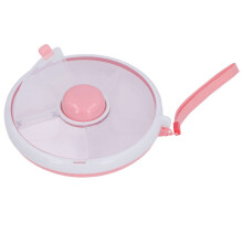 Ronde, draaibare snackcontainer van PP ABS, lekvrij, draagbaar, roze