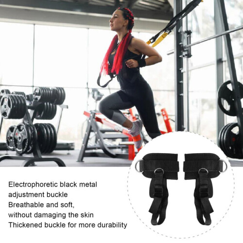 D Ring Ankle Straps for Cable Machine Workouts Adjustable Foot Support 2