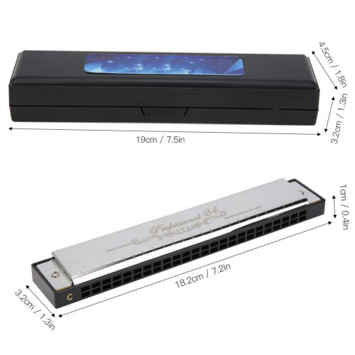 Professional C Key 24-Hole Harmonicas - Full Soft Sound Quality 2