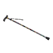 Bastón plegable con mango en T de aleación de aluminio y estampado floral. Ideal para personas mayores