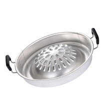 Poêle à griller à charbon de bois double usage de 30 cm avec récipient chauffant pour les repas en plein