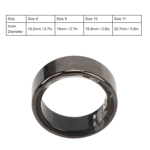 Smart Ring Health Tracker, 7-Day Battery, Waterproof, Size 10 Black 1