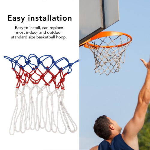 Professionellt polyesterbasketnät, alla väder, röd/vit/blå 2
