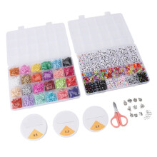 Buchstabenperlen-Set, 24 Farben, 4 mm Pony- und Alphabetperlen für Schmuck und Bastelarbeiten