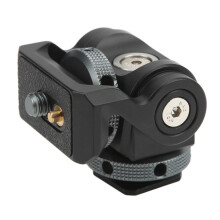 360 Aluminum Alloy Camera Hot Shoe Mount with 140 Tilt, 1/4in Hole