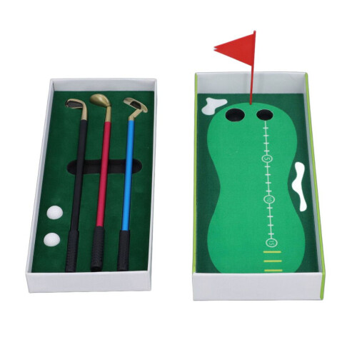 Jeu de golf de bureau compact avec 3 stylos à bille et mini green