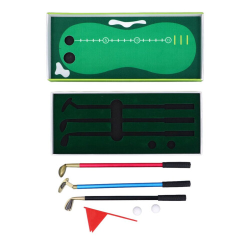 Jeu de golf de bureau compact avec 3 stylos à bille et mini green 1