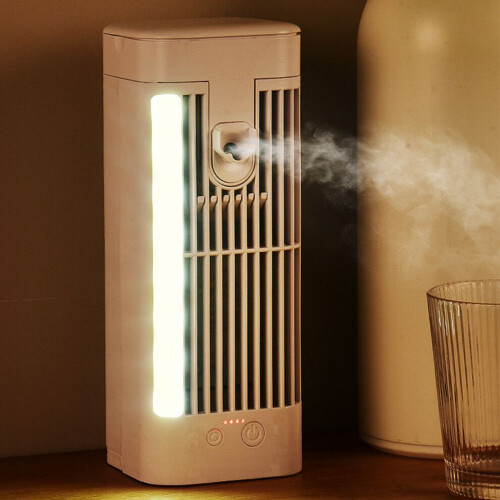 Desktop Mini Air Conditioner: Quiet Spray Cooling with LED Night Light 2