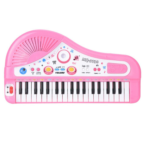 37 Key Pink Electric Piano with Microphone - Educational Fun 2