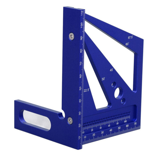 3D Multi Angle Measuring Ruler Aluminum Alloy Blue 22.5-90 Protractor