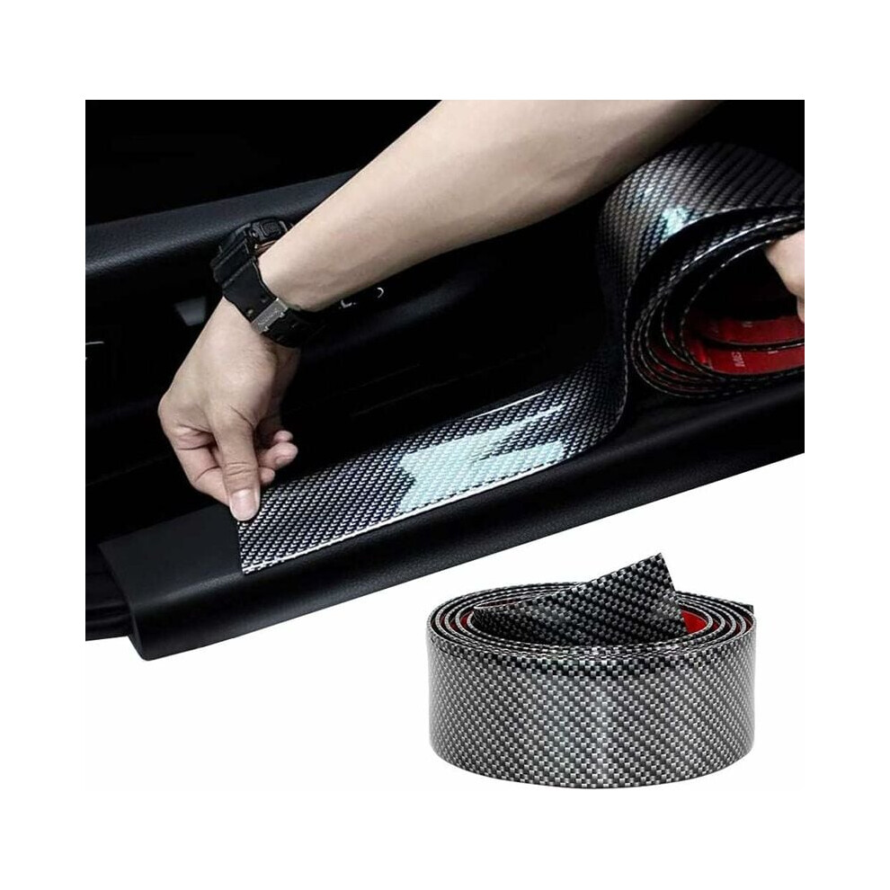 Vehicle Edge Entry Guards, Universal Fit Anti-slip Texture Car Door Sill Protector, Carbon Fiber Grain for Most Cars