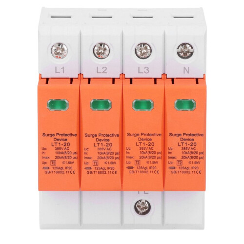 385VAC 10-20KA 4P Low Voltage Surge Protector, IP20 1