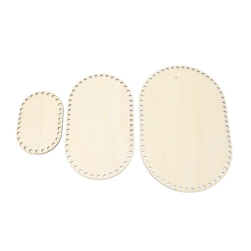 3Pcs Wooden Basket Bottom Robust Blank Solid Oval 2