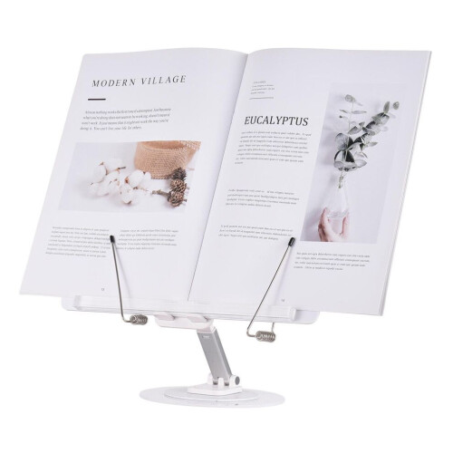 360 Rotating Adjustable Book Stand - Foldable, Durable White ABS 1