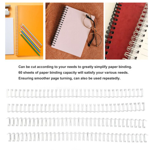 100Pcs White Double Loop Wire Binding Spines 60 Sheet Capacity 2