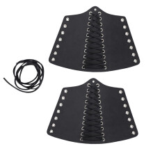 2 Sets Punk Bracer Schwarz Outdoor PU Einziehbar