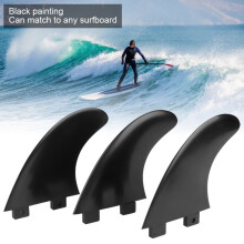 3-delige surfboard tailvinset van nylon, kunststof en glasvezel voor links, midden en rechts, zwart.