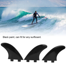 Set van 3 zwarte PVC-surfvinnen voor paddleboards en surfplanken.