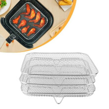 3-teiliges stapelbares Friteusenrost-Set aus Edelstahl 304, mehrlagig, 8 Zoll (ca. 20 cm).