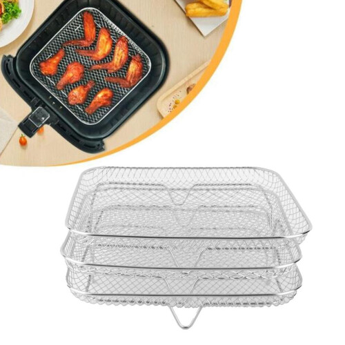 3PCS 304 Stainless Steel Multi Layer 8 Inch Stackable Fryer Rack Set