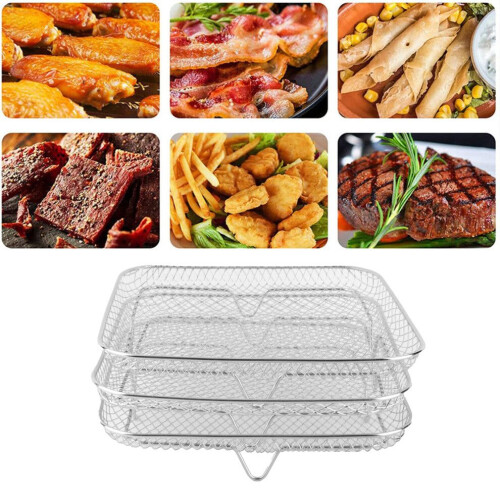 3PCS 304 Stainless Steel Multi Layer 8 Inch Stackable Fryer Rack Set 2