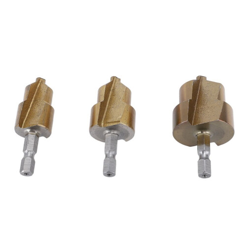 Set van 3 PPR waterleidingboorbits (20/25/32 mm, staal, titaniumcoating) 2