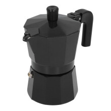 Cafetera de aleación de aluminio de 100 ml con doble válvula, color negro, 16 x 8 cm